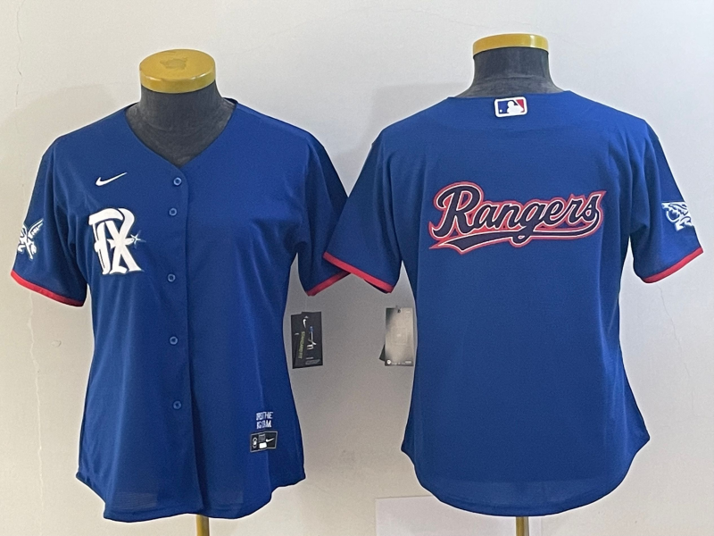 Women's Texas Rangers Royal 2023 City Connect With Patch Stitched Baseball Jersey(Run Small)